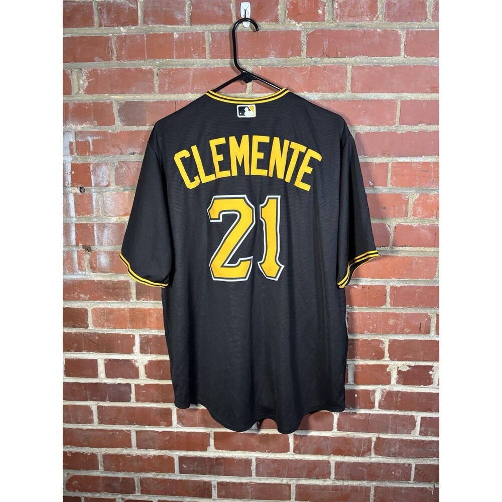 Nike Pittsburgh Pirates Roberto Clemente 21 Jersey Black MLB Baseball Mens XL